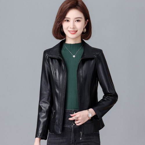 海宁真皮皮衣女短款羊皮显瘦外套