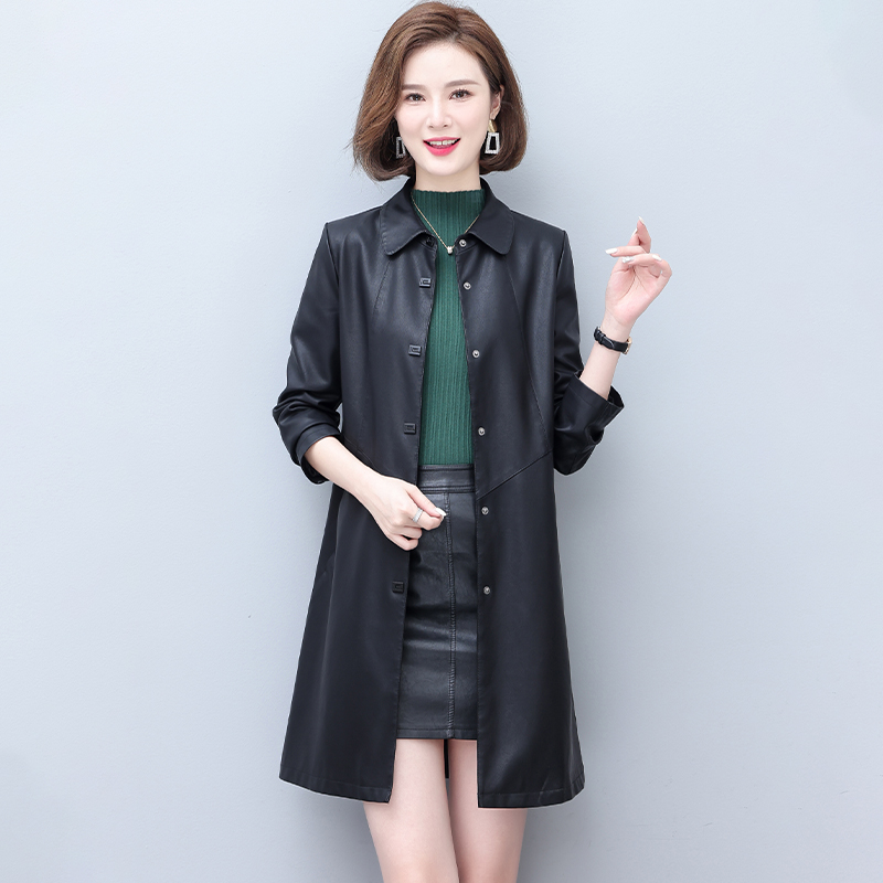 海宁真皮皮衣女中长款修身显瘦羊皮风衣时尚气质外套2025秋季新款