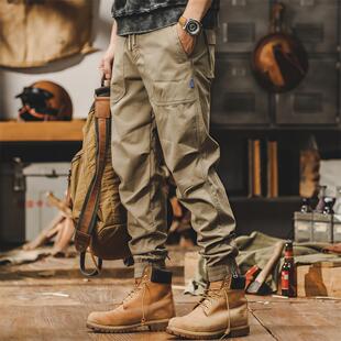 美式硬汉工装裤子男2025春秋宽松直筒潮牌束脚机能户外猎装休闲裤