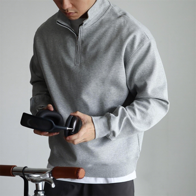 男士重磅棉质立领半拉链抗皱卫衣