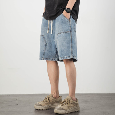 高端牛仔短裤男夏季薄款水洗微宽松直筒潮流休闲五分裤男士工装裤