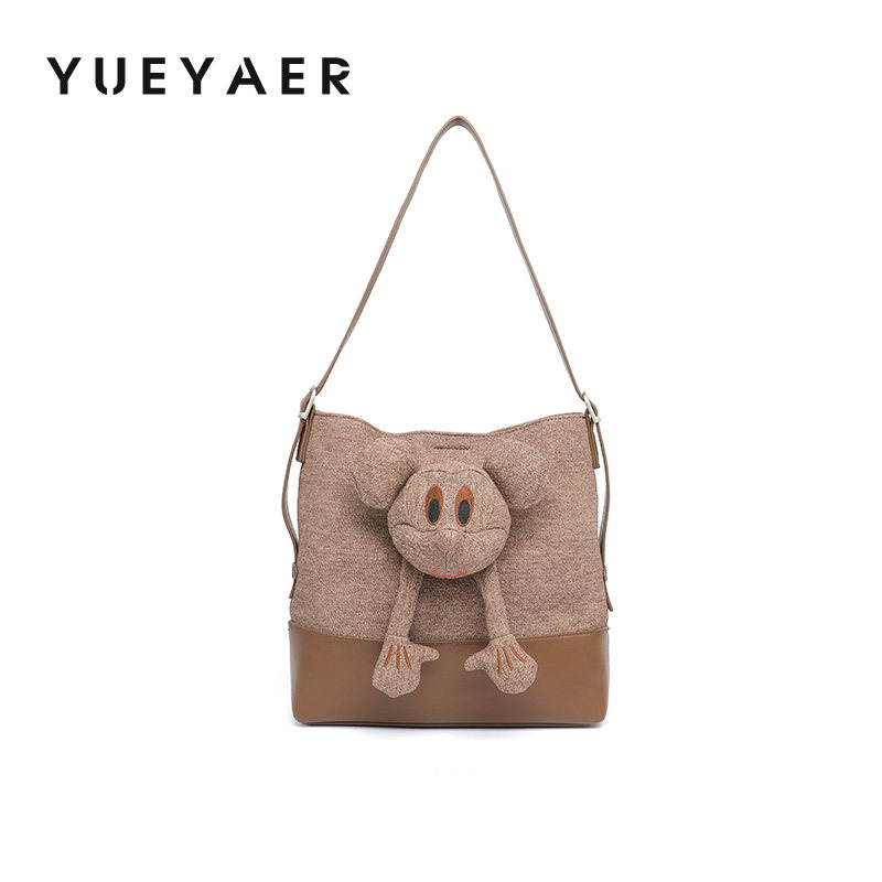 月芽儿卡通包包女2025新款时尚百搭单肩斜挎包手提布包撞色腋下包,箱包皮具/热销女包/男包,通用款女包,淘宝优惠券,粉丝福利购,淘宝优惠卷