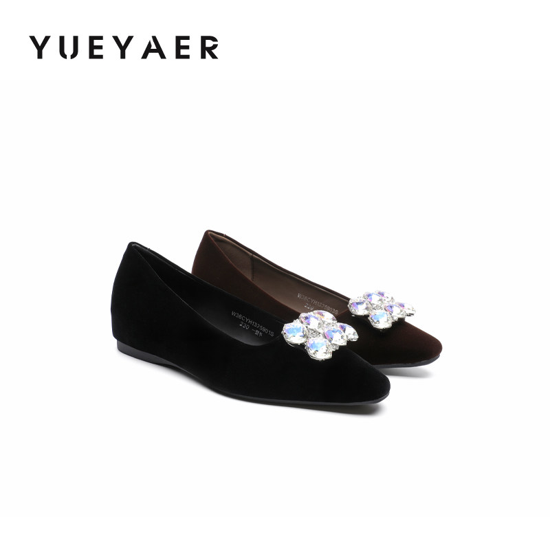 月芽儿尖头平底浅口水钻单鞋舒适工作鞋2025秋季新款法式一脚蹬鞋,女鞋,浅口单鞋,淘宝优惠券,粉丝福利购,淘宝优惠卷