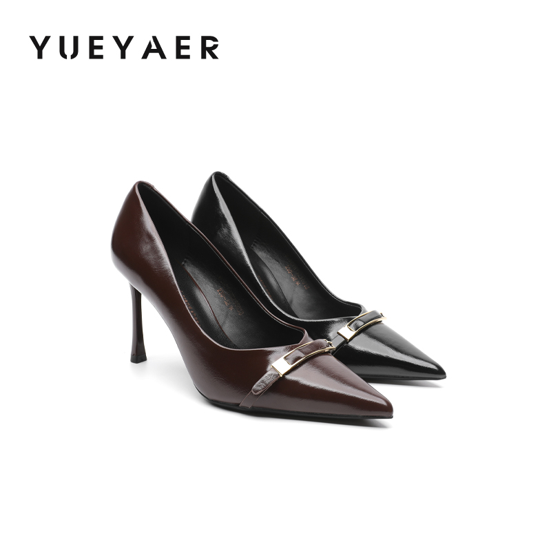 月芽儿法式细跟高跟鞋百搭女鞋2025春秋通勤尖头浅口职业单鞋女鞋