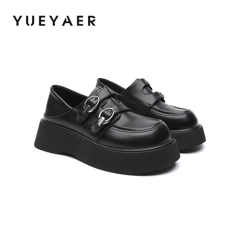 月芽儿厚底乐福鞋女2025秋季新款英伦风小皮鞋金属扣一脚蹬小皮鞋,女鞋,乐福鞋（豆豆鞋）,淘宝优惠券,粉丝福利购,淘宝优惠卷