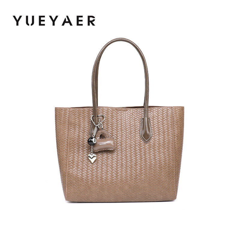 月芽儿2025新款时尚百搭女包单肩包编织软皮托特包大容量包手拎包