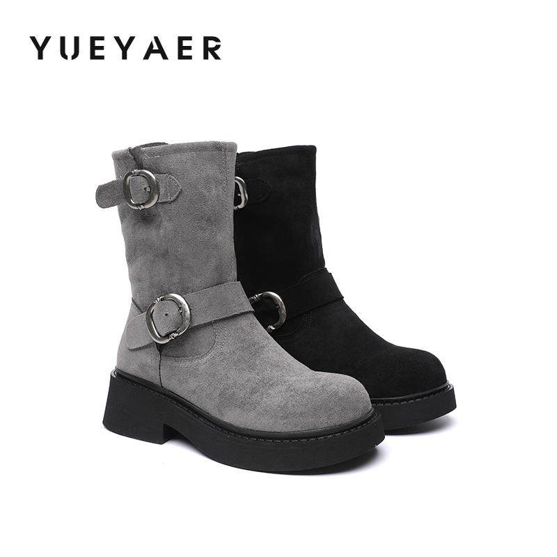 月芽儿马丁靴女款加绒秋冬新款厚底百搭短靴增高小个子瘦瘦靴