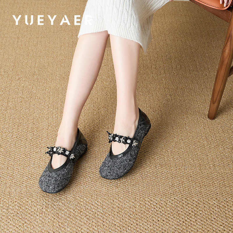 月芽儿2025新款法式复古玛丽珍鞋女圆头平底水钻一字带小香风单鞋,女鞋,玛丽珍鞋,淘宝优惠券,粉丝福利购,淘宝优惠卷