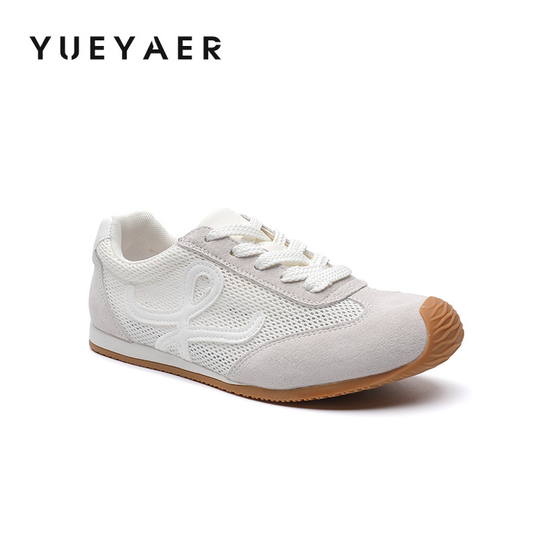 月芽儿夏季新款网面透气休闲鞋女款网红系带小白鞋德训鞋百搭