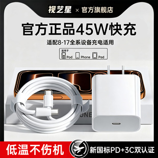 套装 适用苹果17充电器头iPhone17ProMax原16正品 15手机插头14数据线plus平板iPad表Air氮化镓 官方45W快充