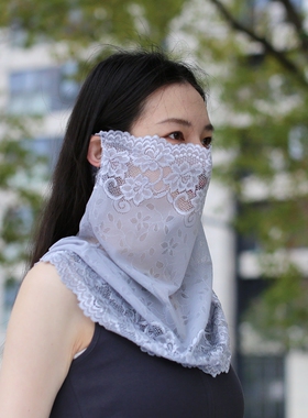 夏季防晒神器开车全脸遮阳蕾丝女