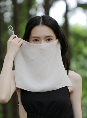 真丝国风轻薄一片式挂耳面纱
