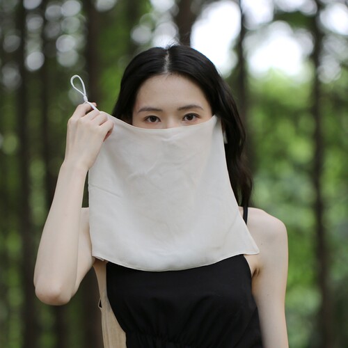 真丝国风轻薄一片式挂耳面纱