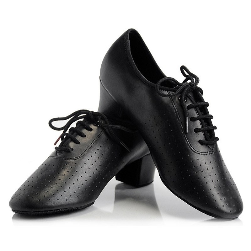 贝蒂成人拉丁鞋平跟男女国标舞教师鞋黑色软底两点底摩登舞鞋T1B