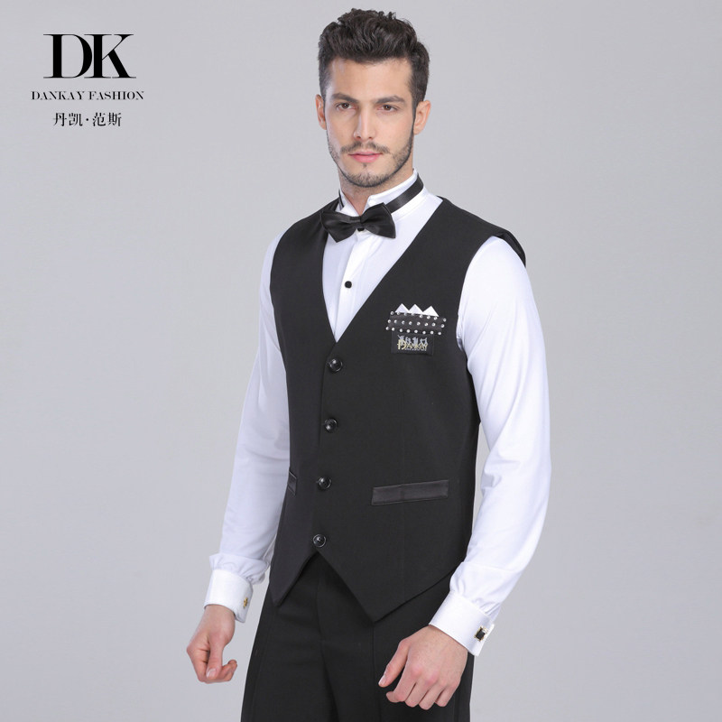 男黑色国标摩登交谊舞丹凯马甲