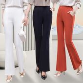 西装 女长裤 高腰垂感韩版 新品 休闲直筒喇叭裤 微喇裤 女 修身 裤 春夏季
