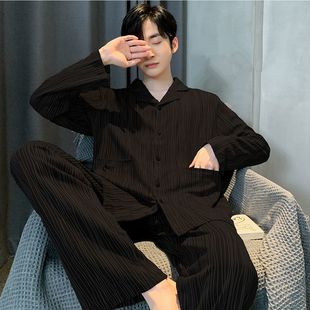 学生家居服套装 男士 全棉大码 套装 长袖 北极绒纯棉睡衣男春秋季 新款