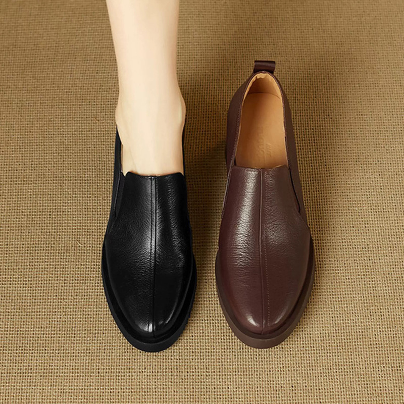 真皮羊皮不累脚乐福鞋女2025新款