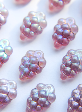 捷克进口镀彩紫色葡萄珠半透明16×11mm玻璃水晶手工diy材料5颗