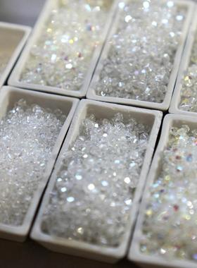 新绝美婚纱白2mm3mm4mm透明AB菱珠透明水晶玻璃饰品手工串珠散珠