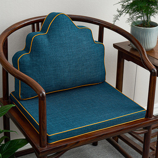 坐垫纯色现代简约中式麻布靠山枕云朵枕茶椅靠背枕可拆洗防滑定制