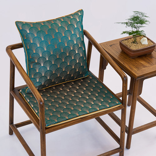 坐垫实木椅子中式绿色轻奢风订做