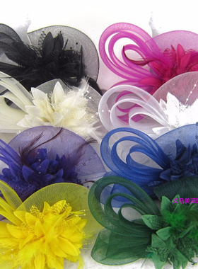 新娘头花复古面纱晚宴礼服网纱羽毛敬酒服发饰夜上海旗袍头饰黑色