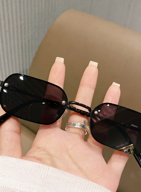 2021新款无框太阳镜女韩版潮欧美小脸小框茶色防紫外线开车墨镜男