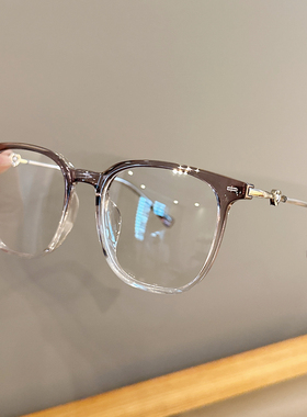 超轻多边形透明灰眼镜框男款近视可配度数大脸防蓝光变色眼睛架女