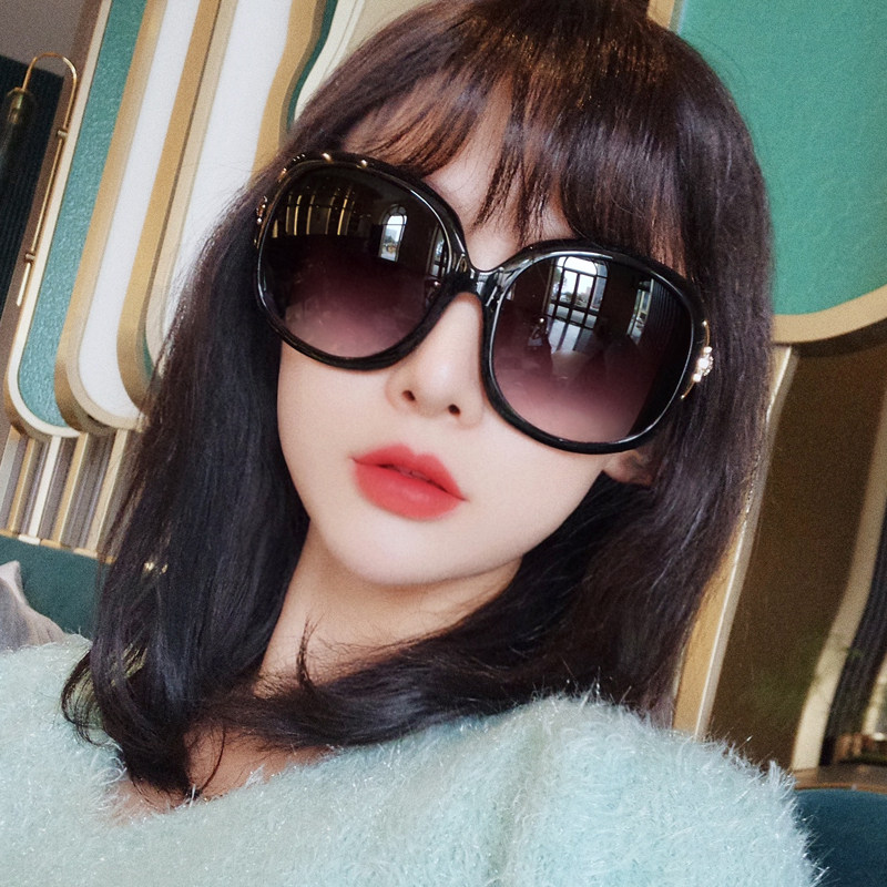 韩版超大框大圆脸优雅女太阳眼镜