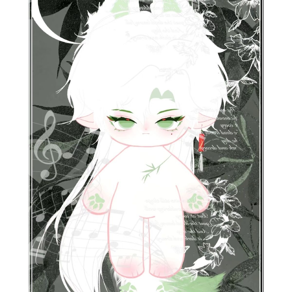 正版原创白色可爱小狐狸20cm属性棉花娃娃迷人气质古风娃娃玩偶