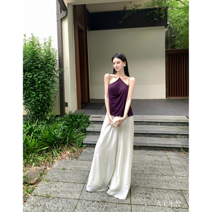 ALIN【晚汀汐】夏季时尚百搭不规则设计感宽松阔腿气质女裤AL6NSK