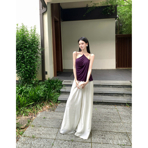 ALIN【晚汀汐】夏季时尚百搭不规则设计感宽松阔腿气质女裤AL6NSK