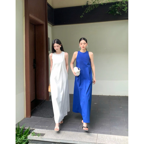ALIN【静屿藏光】夏季简约圆领无袖气质百百棉连衣裙AL6NSL31