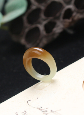 简约时尚和田玉糖白玉馒头戒指