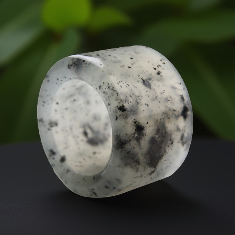 岫玉青花扳指男士大拇指经典复古文玩中国风意境水墨花指环可选货