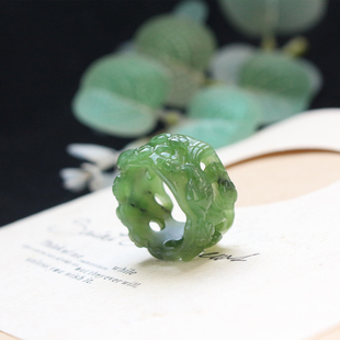 新款原创和田玉碧玉喜上眉梢戒指梅花喜鹊宽版指环男女款18mm