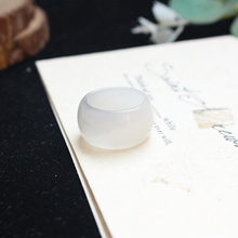 新款和田玉烟紫戒指宽版轮胎指环女士简约时尚气质16mm玉戒