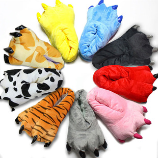 动物爪子鞋子卡通亲子演出道具配套棉拖鞋恐龙奶牛老虎防滑家居鞋