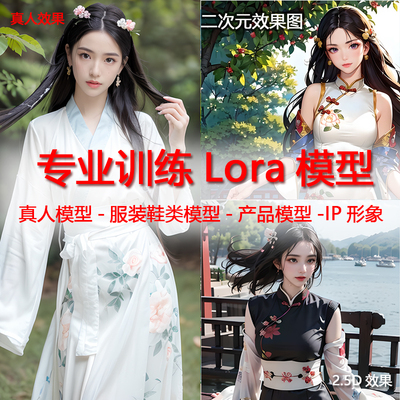 AI智能绘画lora模型代训练写实风格真人训练建模场景产品服务