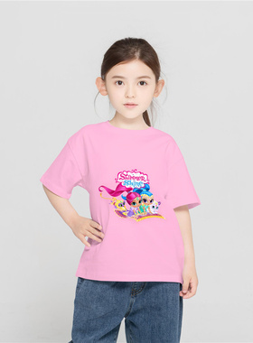 愿望精灵小姐妹女童夏装短袖T恤童装Shimmer and Shine T882a