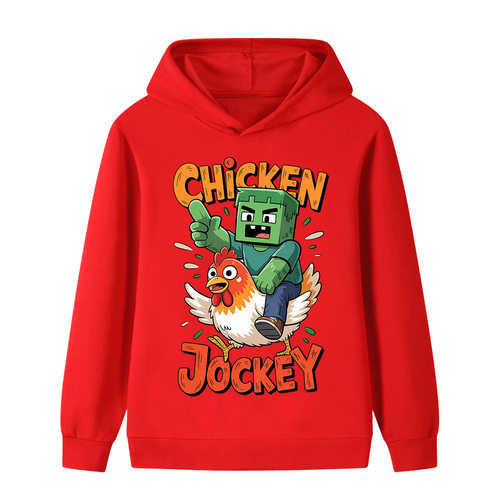 Chicken Jockey卡通印花图案中大童儿童男女孩连帽衫卫衣B1246