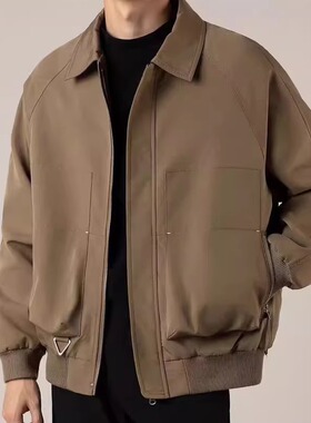 外套男春秋季韩版轻熟风男装宽松短款翻领夹克男士夹克休闲上衣潮