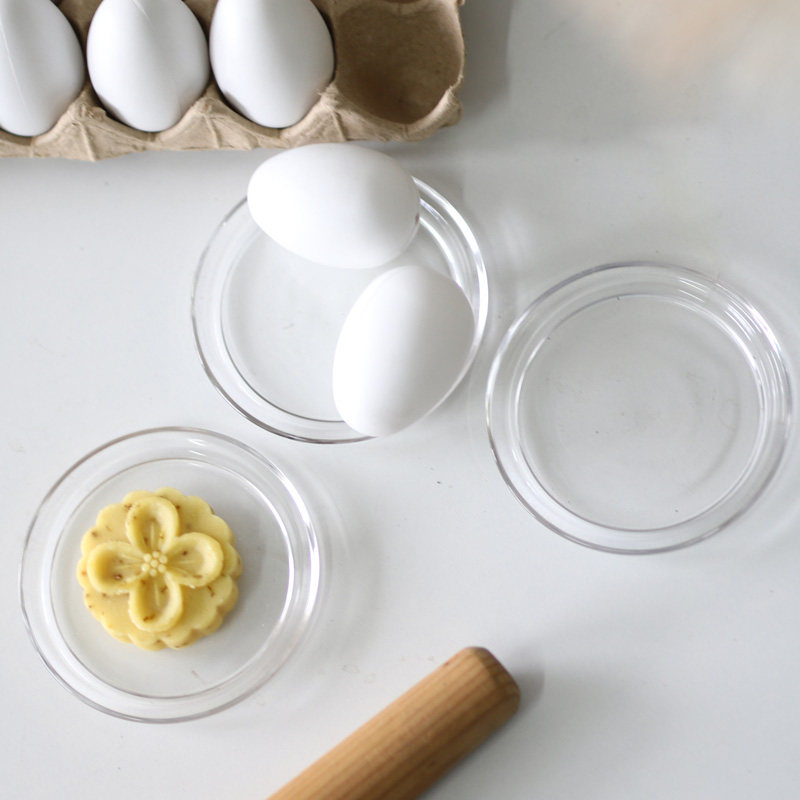 迷你小料蘸料油醋盘10cm圆形透明玻璃盘寿司小菜点心甜品月饼托盘