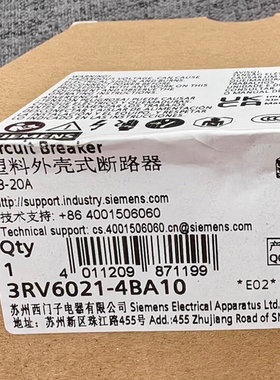 议价：西门子电机保护器 3RV6021-4BA10