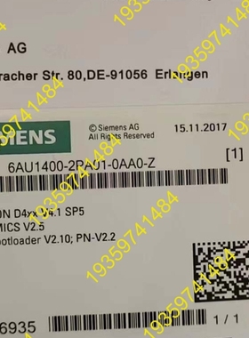 议价：6AU1400-2PA01-0AA0-ZZ=M42 西