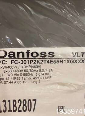 丹佛斯变频器FC-301P2K2T4E55H1X议价