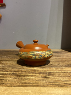 日本常滑烧已故名匠久田阳山制壶50年老朱泥千羽拭日式 侧把泡茶壶