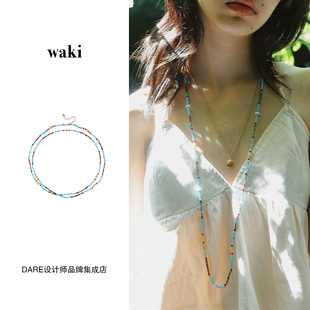 Dare买手店 waki 乌鲁瓦图松石蓝色复古原创串珠首饰项链手串小众