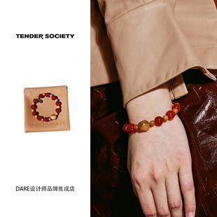 如意红玛瑙檀木手串小众串珠链好运本命 society 吴昕同款 tender